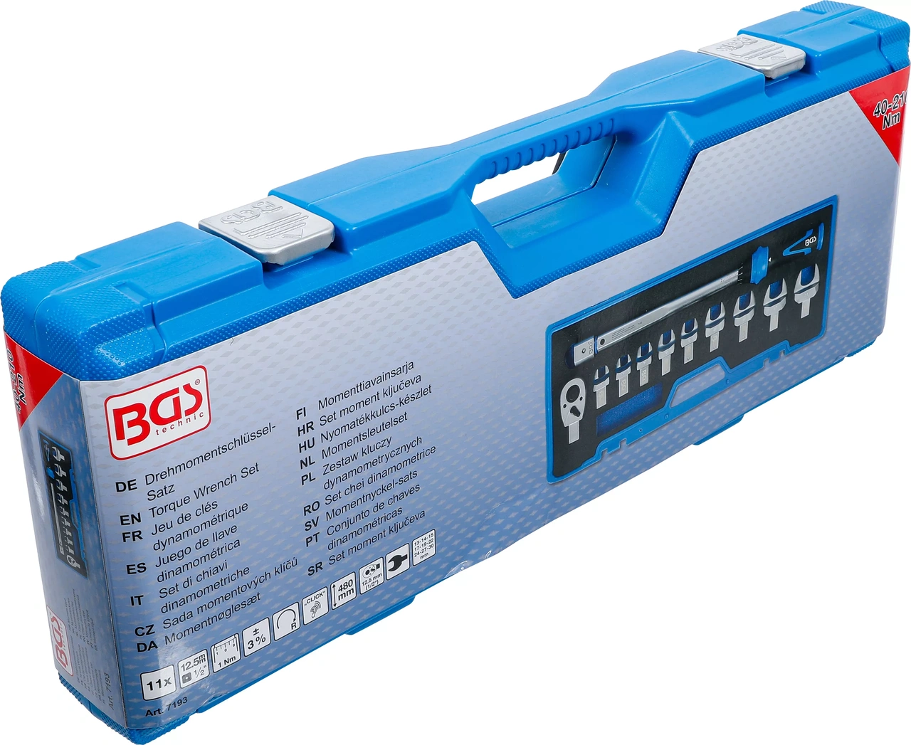 Momentnyckel-sats | för 14 x 18 mm hylsor | 40 - 210 Nm | 11 delar