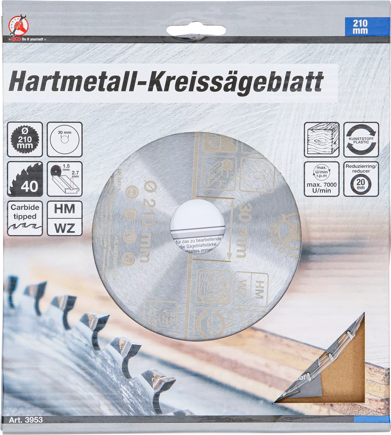 Cirkelsågblad HM 210 x 30 x 2,6 mm 40 tdr.