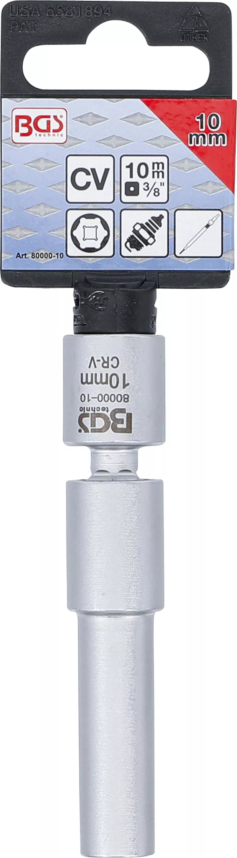 Ledad glöd- och tändstiftshylsa 3/8 " 10mm