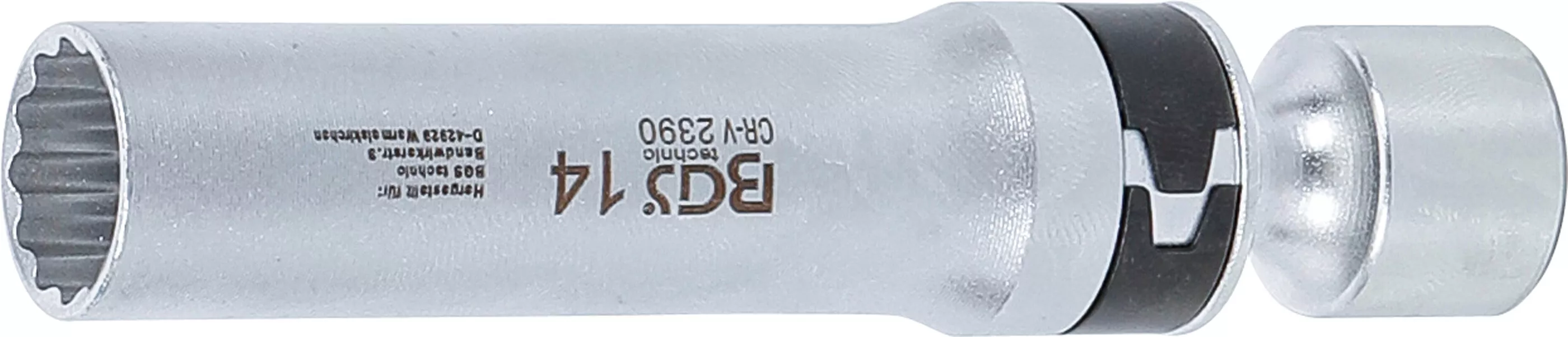 Tändstiftshylsa tolvkant med hållarfjäder ledad 3/8"