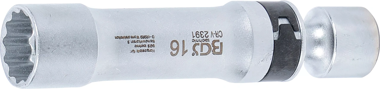 Tändstift-Länkinsats tolvkant med hållarfjäder, 10mm (3/8"), 16mm