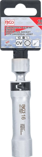 Tändstift-Länkinsats tolvkant med hållarfjäder, 10mm (3/8"), 16mm