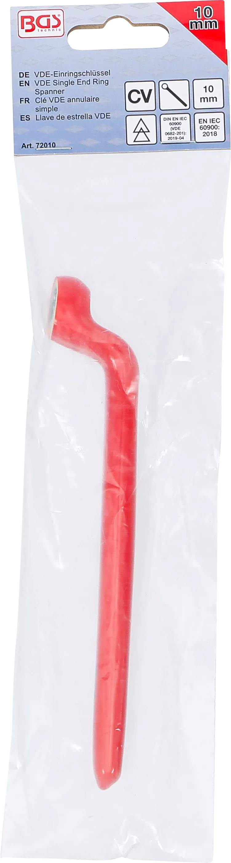 VDE enkel ringnyckel | djupt bockad | 10 mm