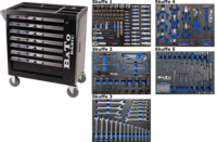 Verktygsvagn med verktyg 231-delar, 7 lådor och gavelskåp