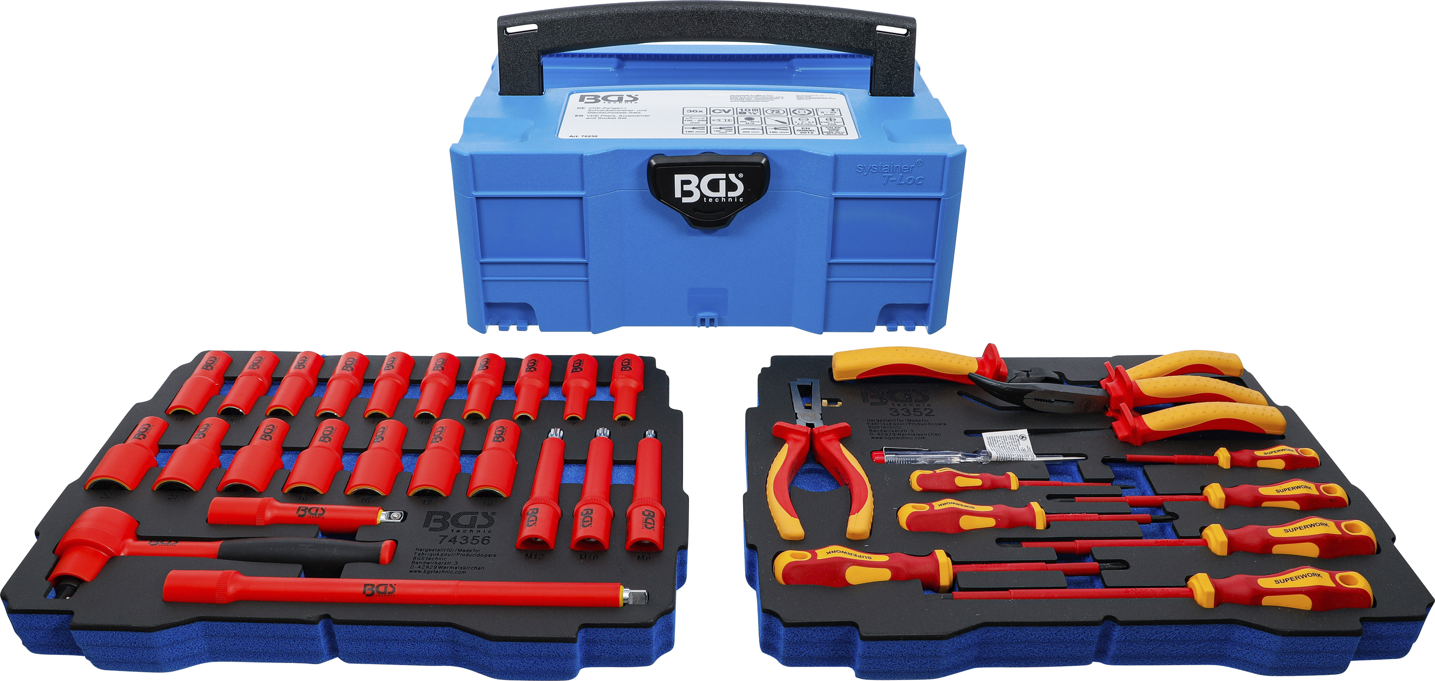 VDE tång-/skruvmejsel- och hylsnyckelsats | BGS systainer® | 36 delar