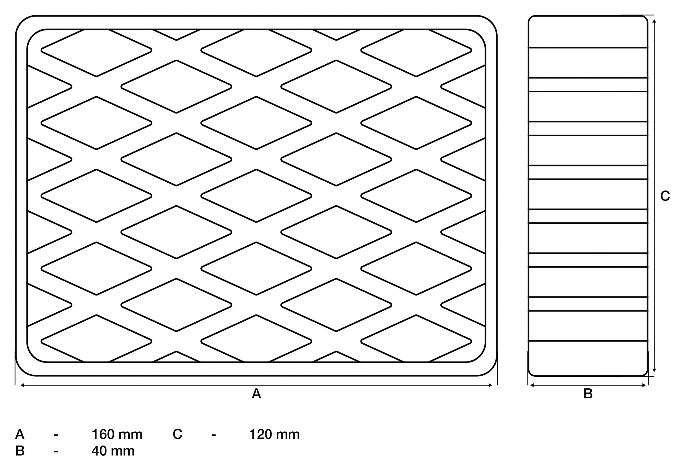 Gummiplattor | för lift | 160 x 120 x 40 mm