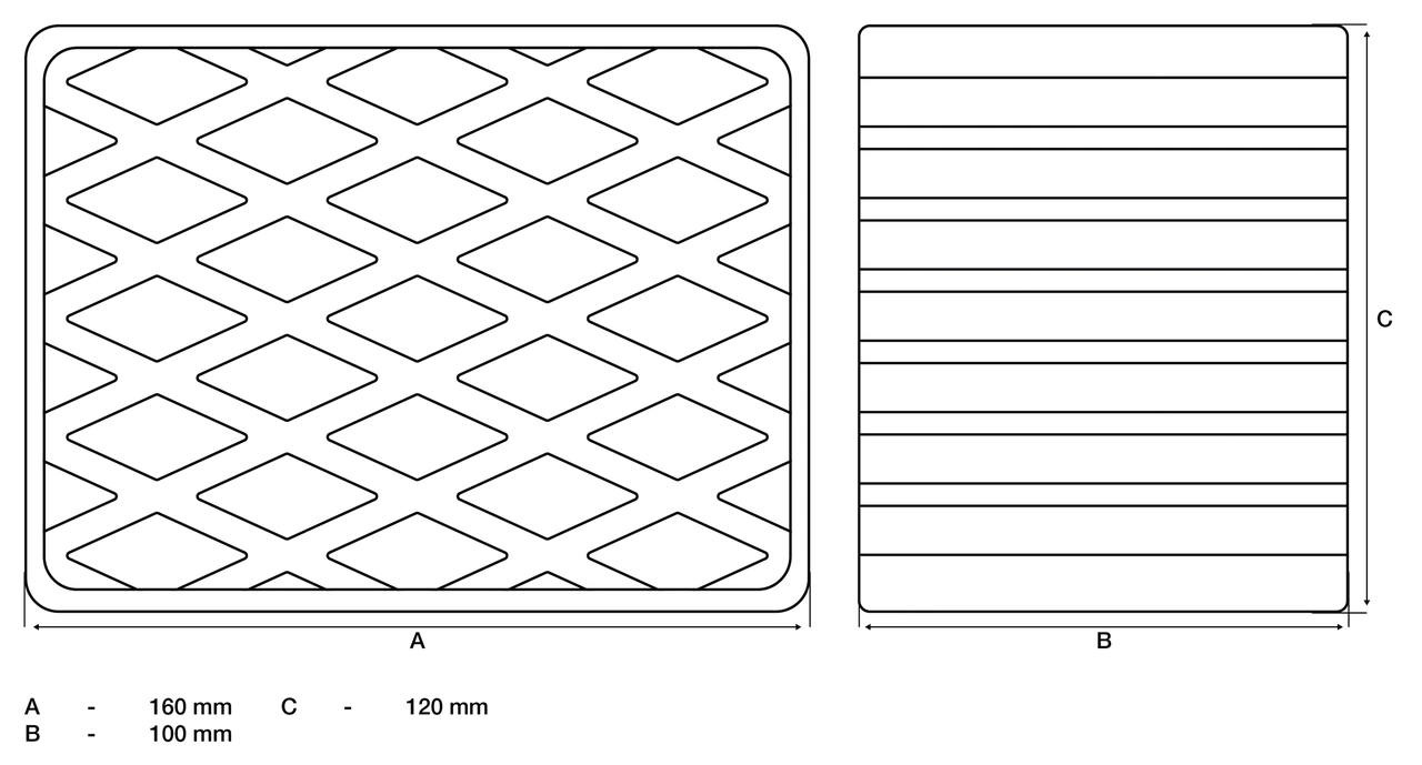 Gummiplattor | för lift | 160 x 120 x 100 mm