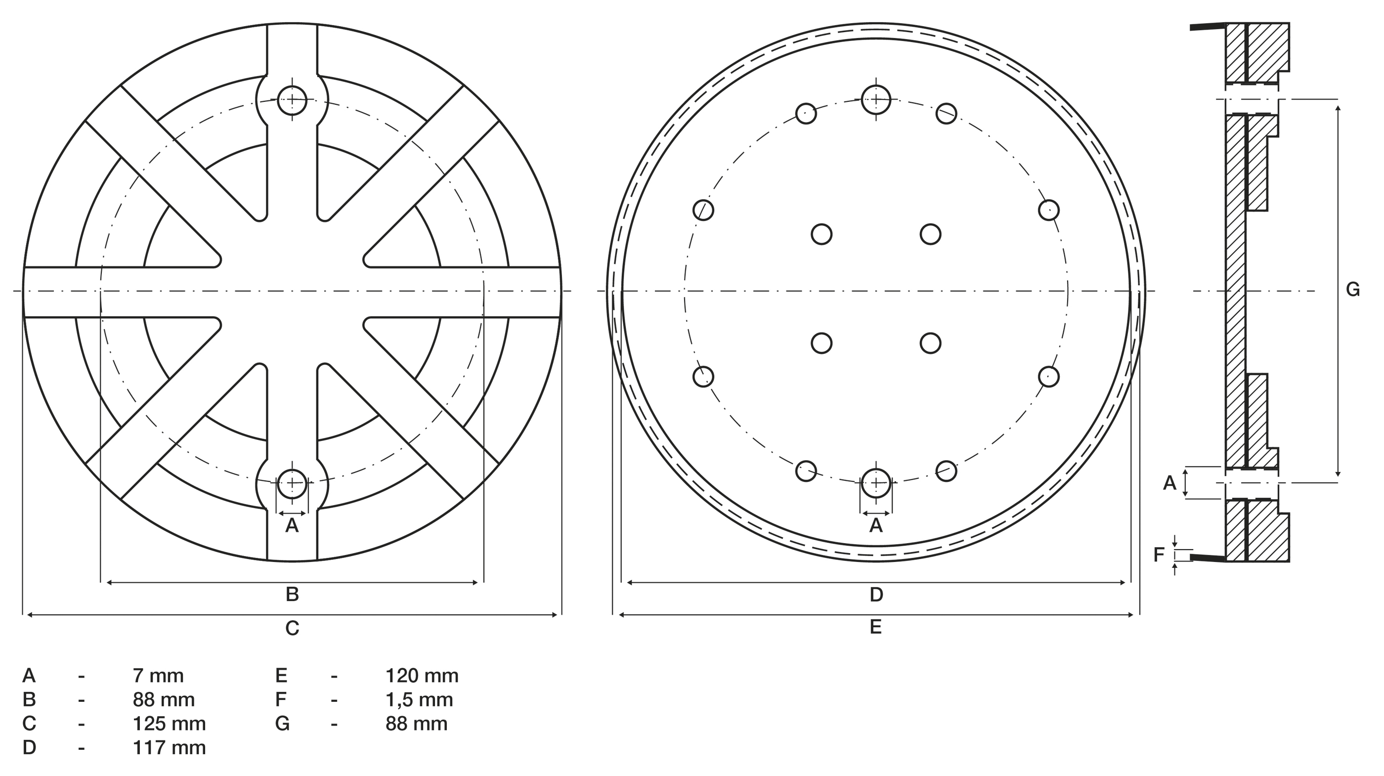 Gummiplattor | för lift | Ø 125 mm