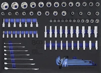 Verkstadsvagninlägg 3/3: Hylsnyckel / U-ringnyckel | Tumsstorlekar | 90 delar