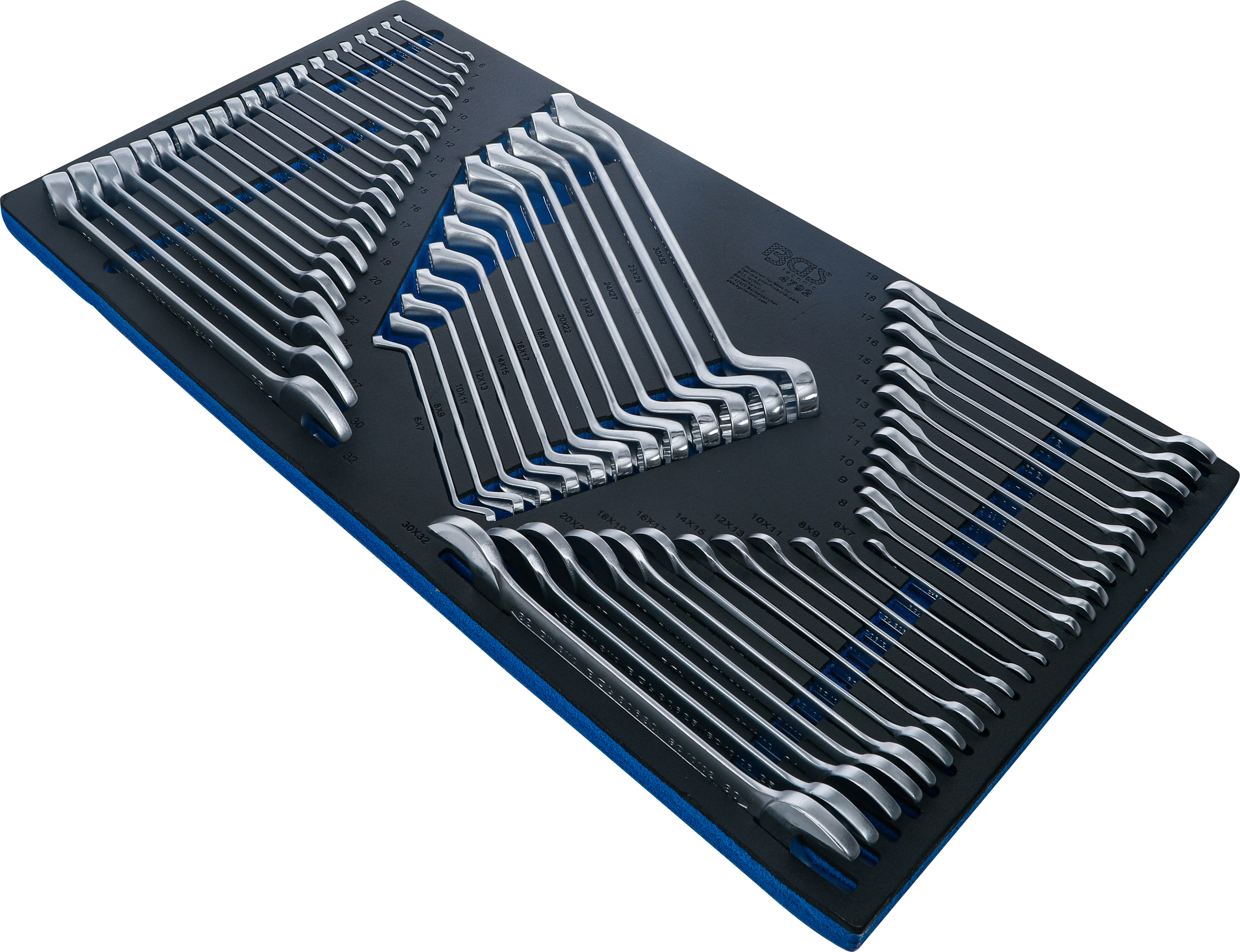 Verkstadsvagninlägg XL: U-ringnyckel / dubbel-ringnyckel / dubbel U-nyckel- och spärring-U-nyckel-sats | 57 delar