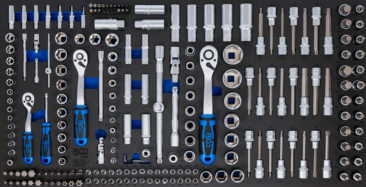 Verkstadsvagninlägg XL: Hylsnyckel-sats | 216 delar