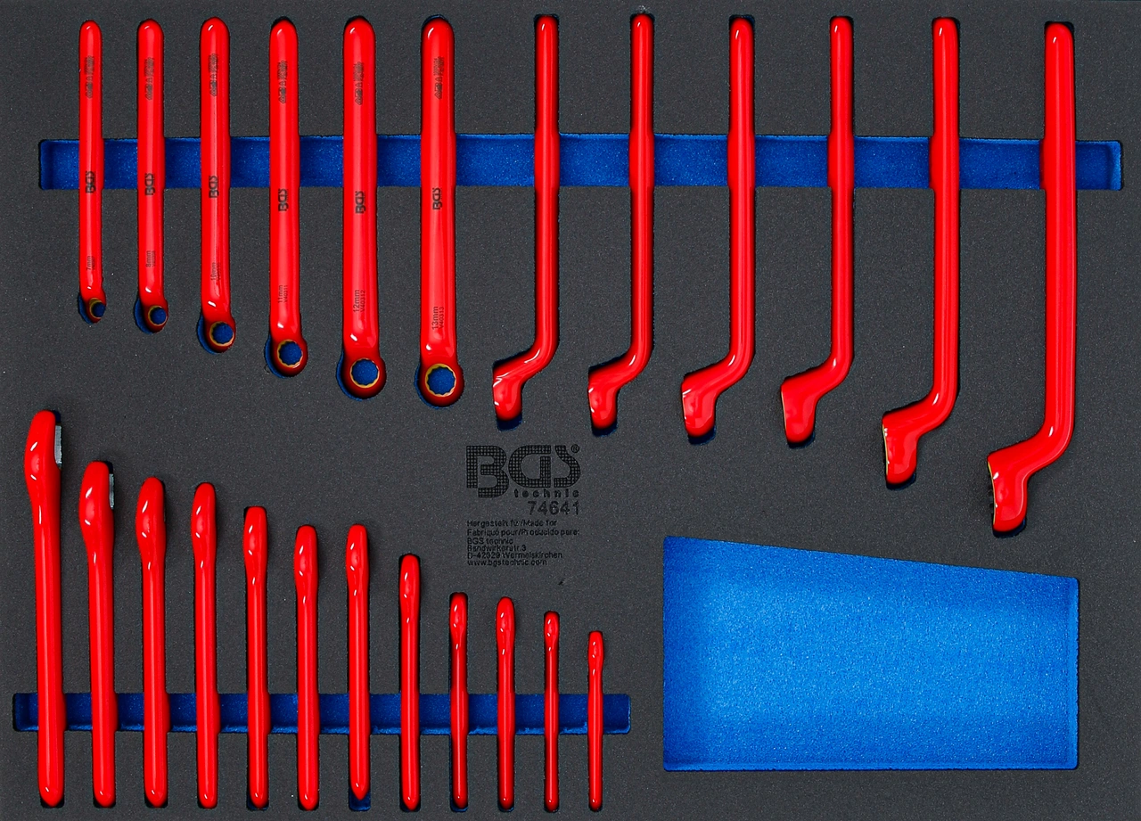 Verkstadsvagninlägg 3/3: VDE-ringnyckel- och VDE-fastnyckelsats | 24 delar