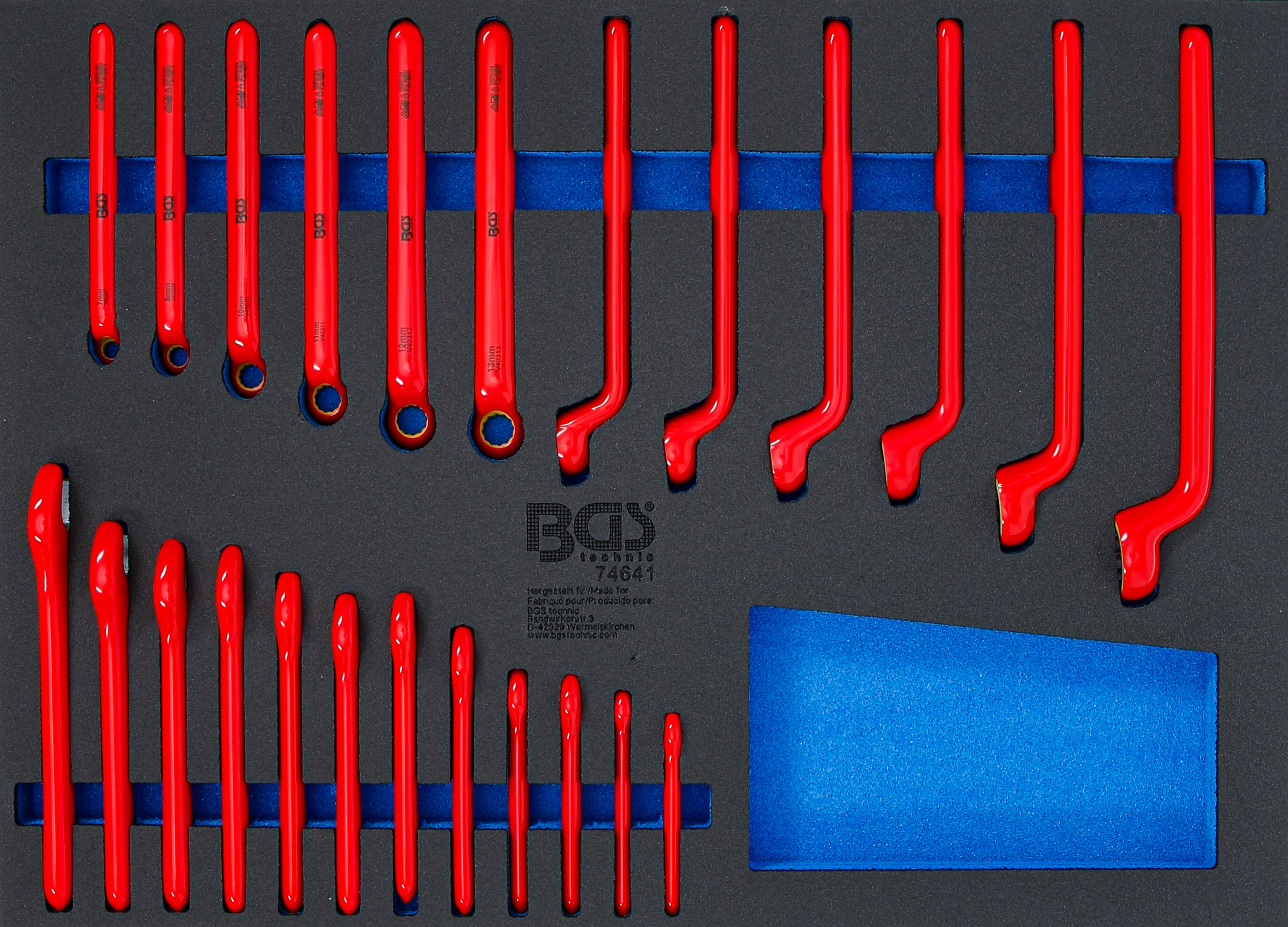 Verkstadsvagninlägg 3/3: VDE-ringnyckel- och VDE-fastnyckelsats | 24 delar