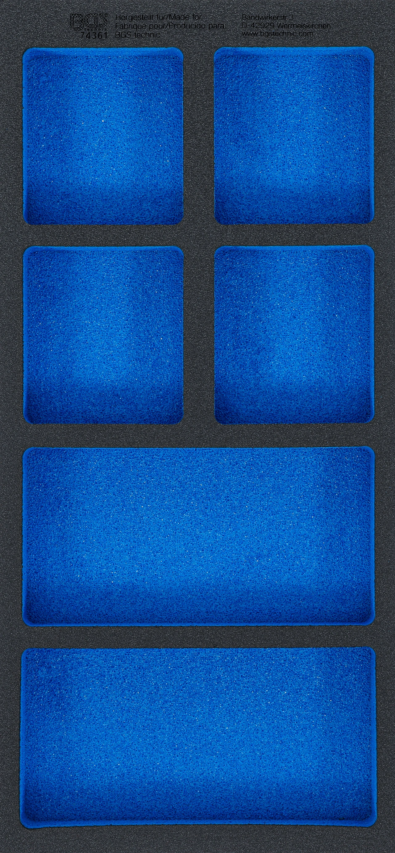 Verkstadsvagninlägg 1/3, tom: 6 Förvarignsfack | 408 x 189 x 32 mm