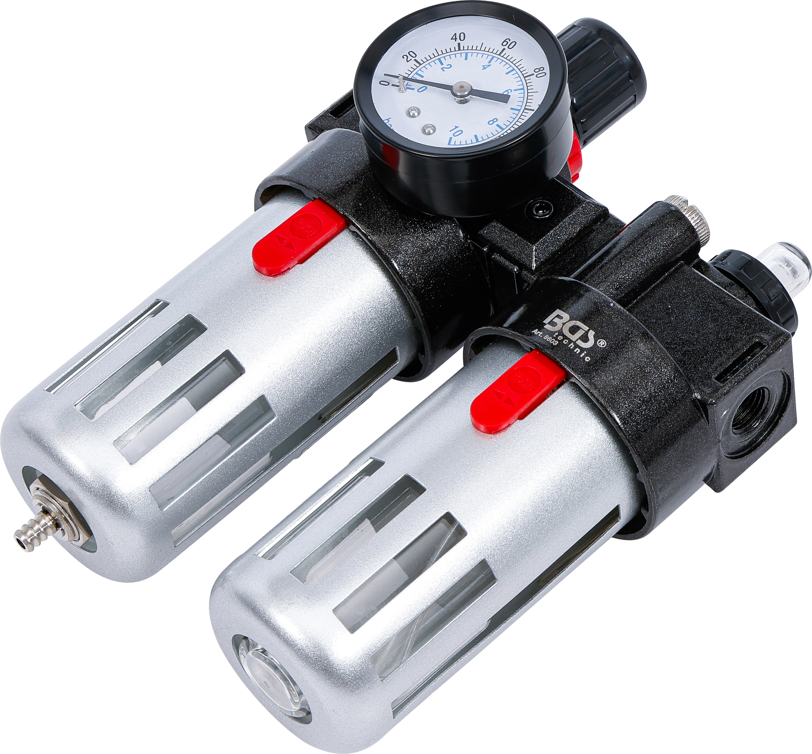 Tryckluft-filter / smörjarenhet med tryckregulator
