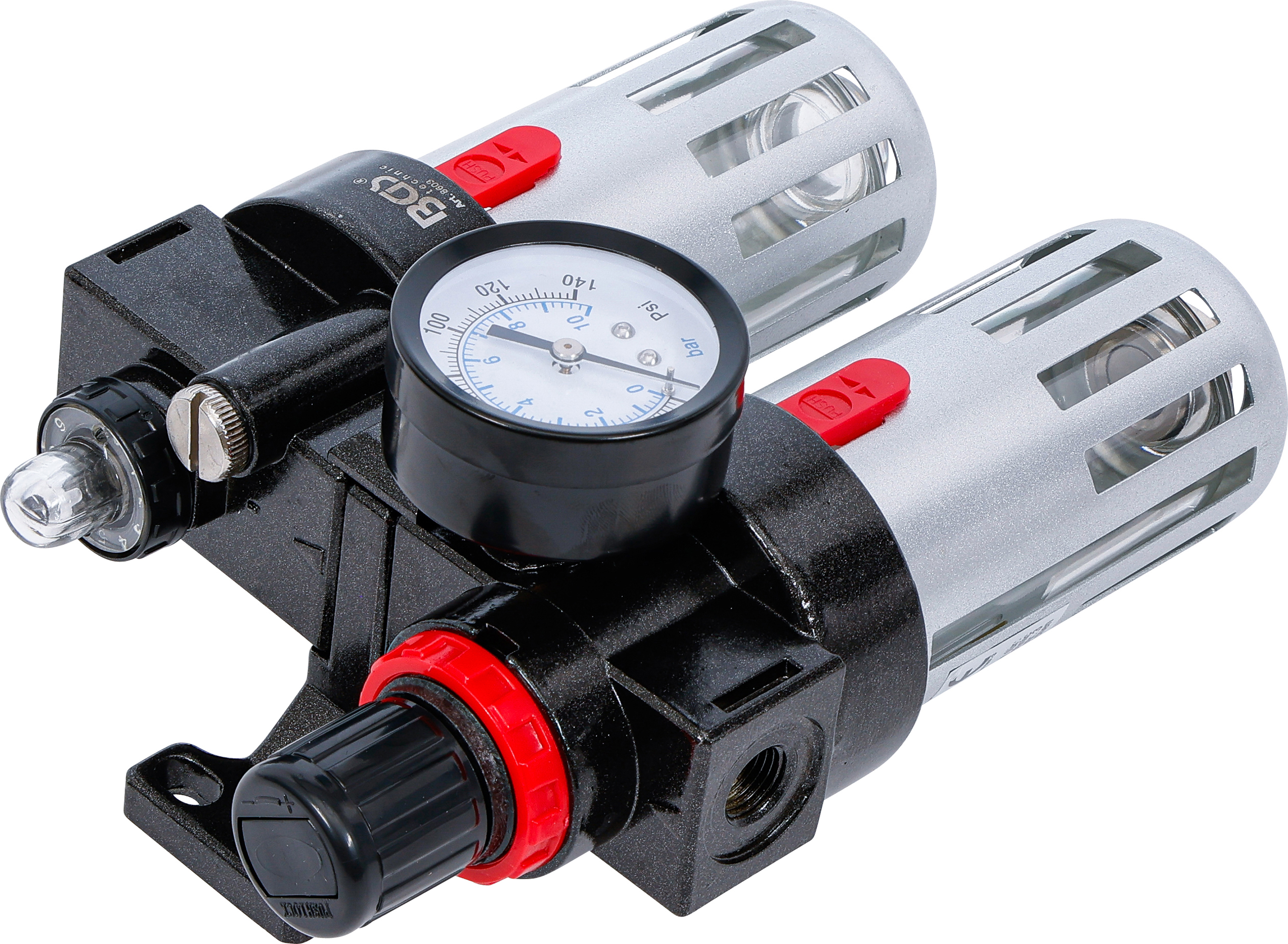 Tryckluft-filter / smörjarenhet med tryckregulator