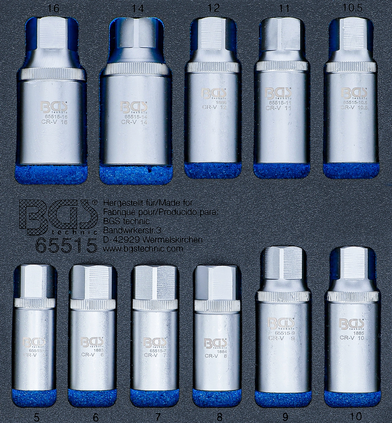 Verkstadsvagninlägg 1/6: Pinnbultar-Utdrivare-sats | 5 - 16 mm | 11 delar