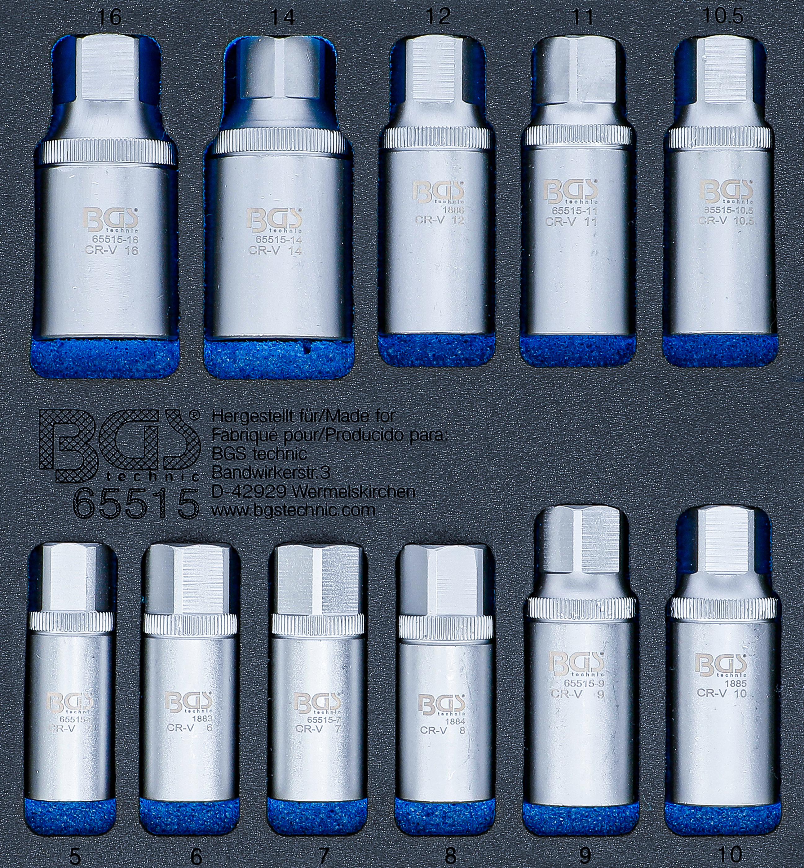 Verkstadsvagninlägg 1/6: Pinnbultar-Utdrivare-sats | 5 - 16 mm | 11 delar