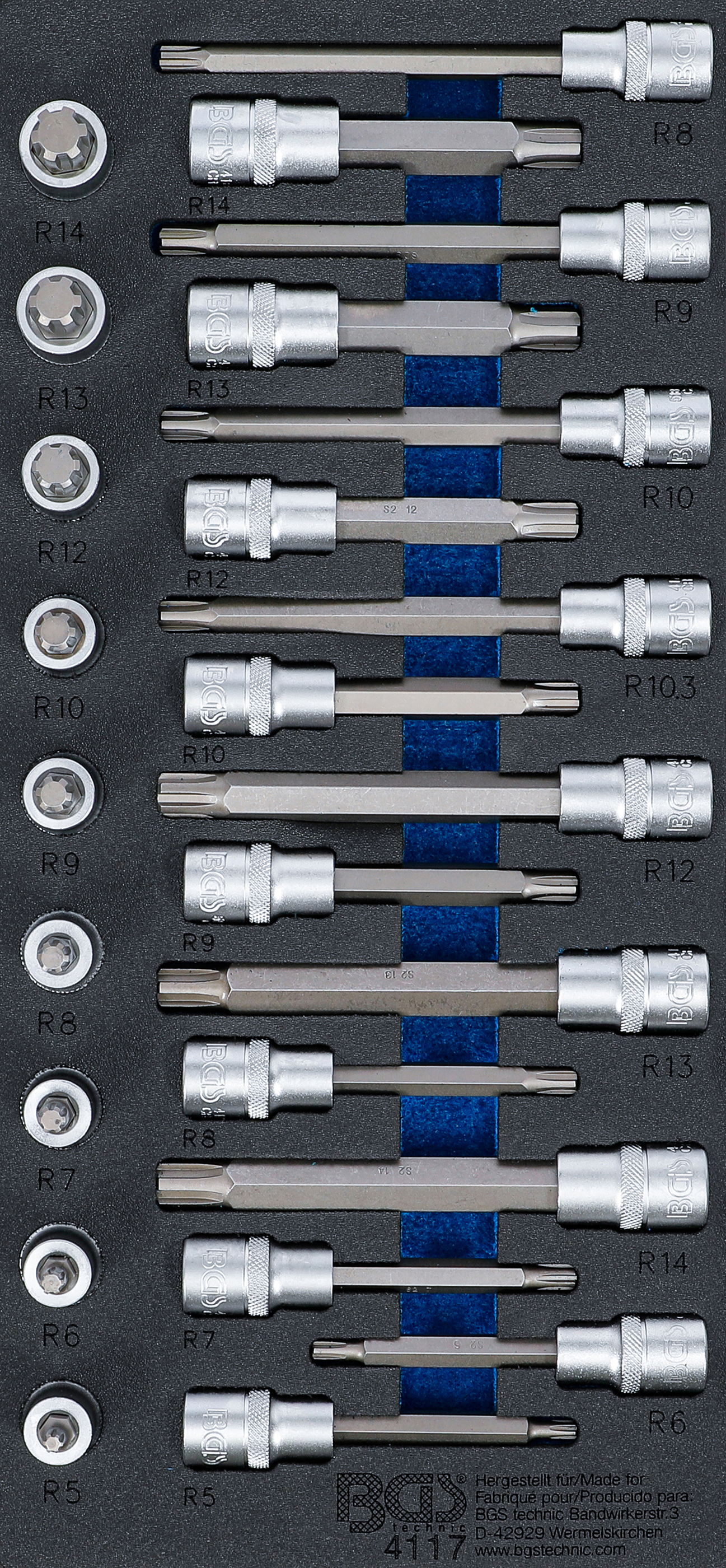 Verkstadsvagninlägg 1/3: Bit-Insats-sats | Kil-profil (för Ribe) | 25 delar