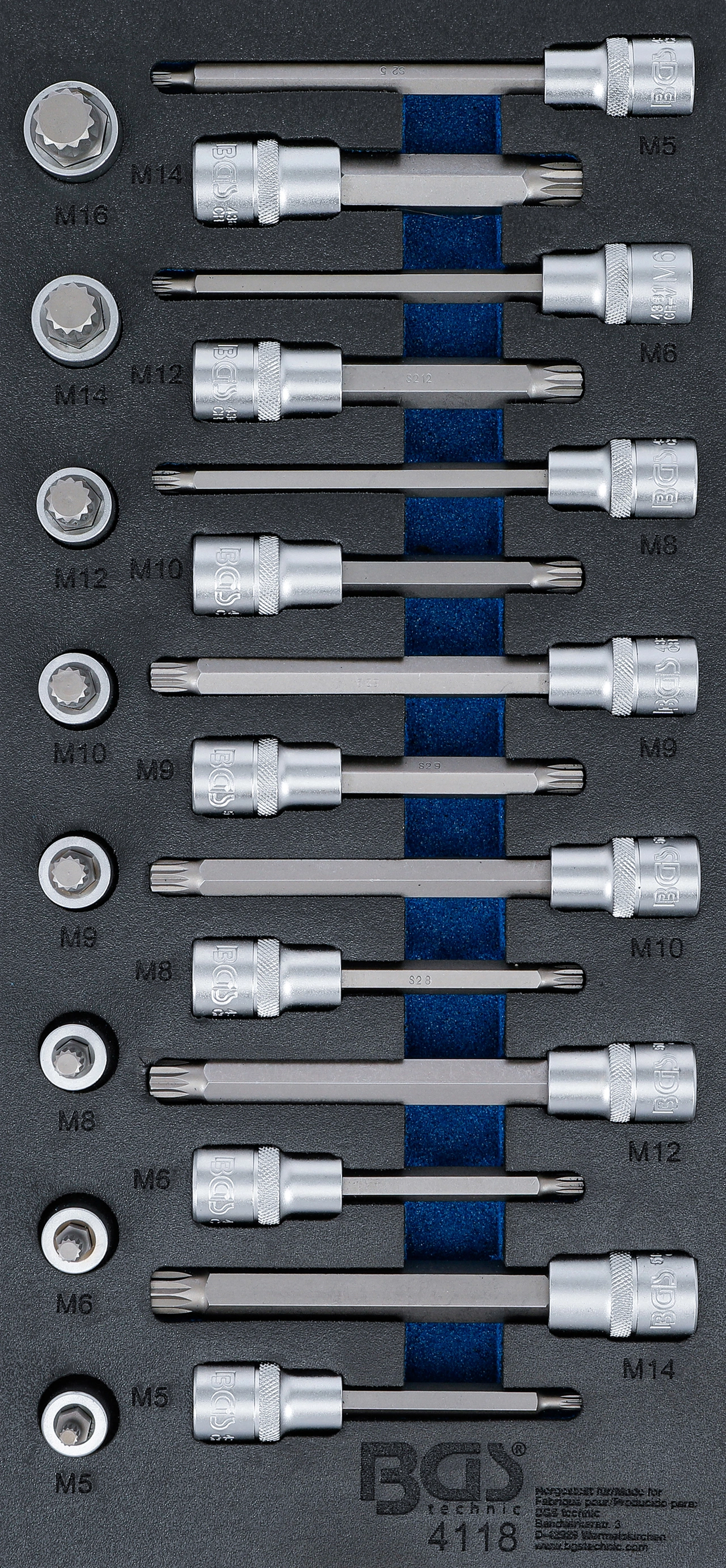 Verkstadsvagninlägg 1/3: Bit-Insats-sats | Inre mångtandad (för XZN) | 22 delar