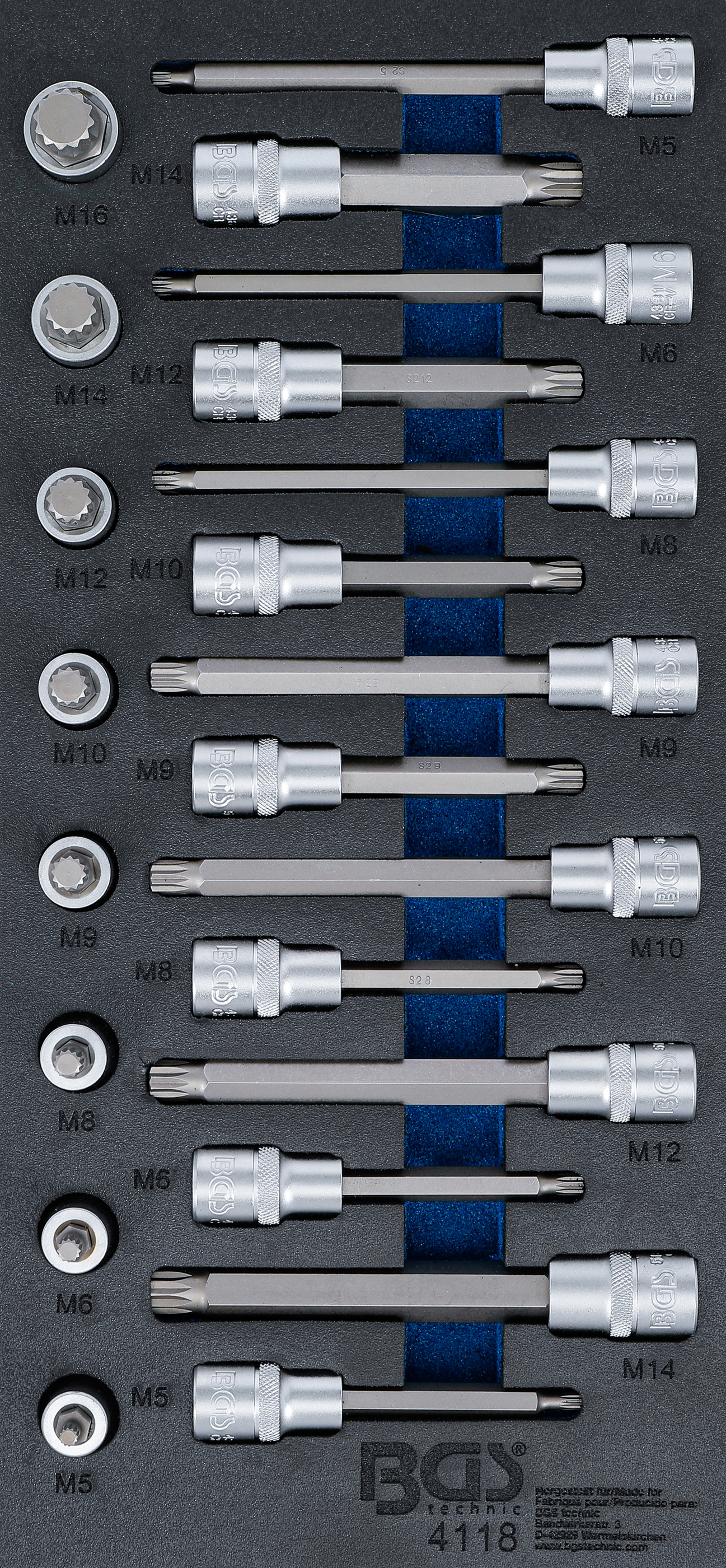 Verkstadsvagninlägg 1/3: Bit-Insats-sats | Inre mångtandad (för XZN) | 22 delar