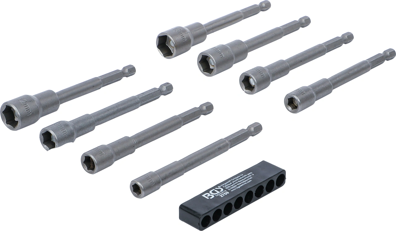 Hylsa-sats Sexkant | extra lång | Yttre sexkant 6,3 mm (1/4") | för Borrmaskiner | 6 - 13 mm | 8 delar