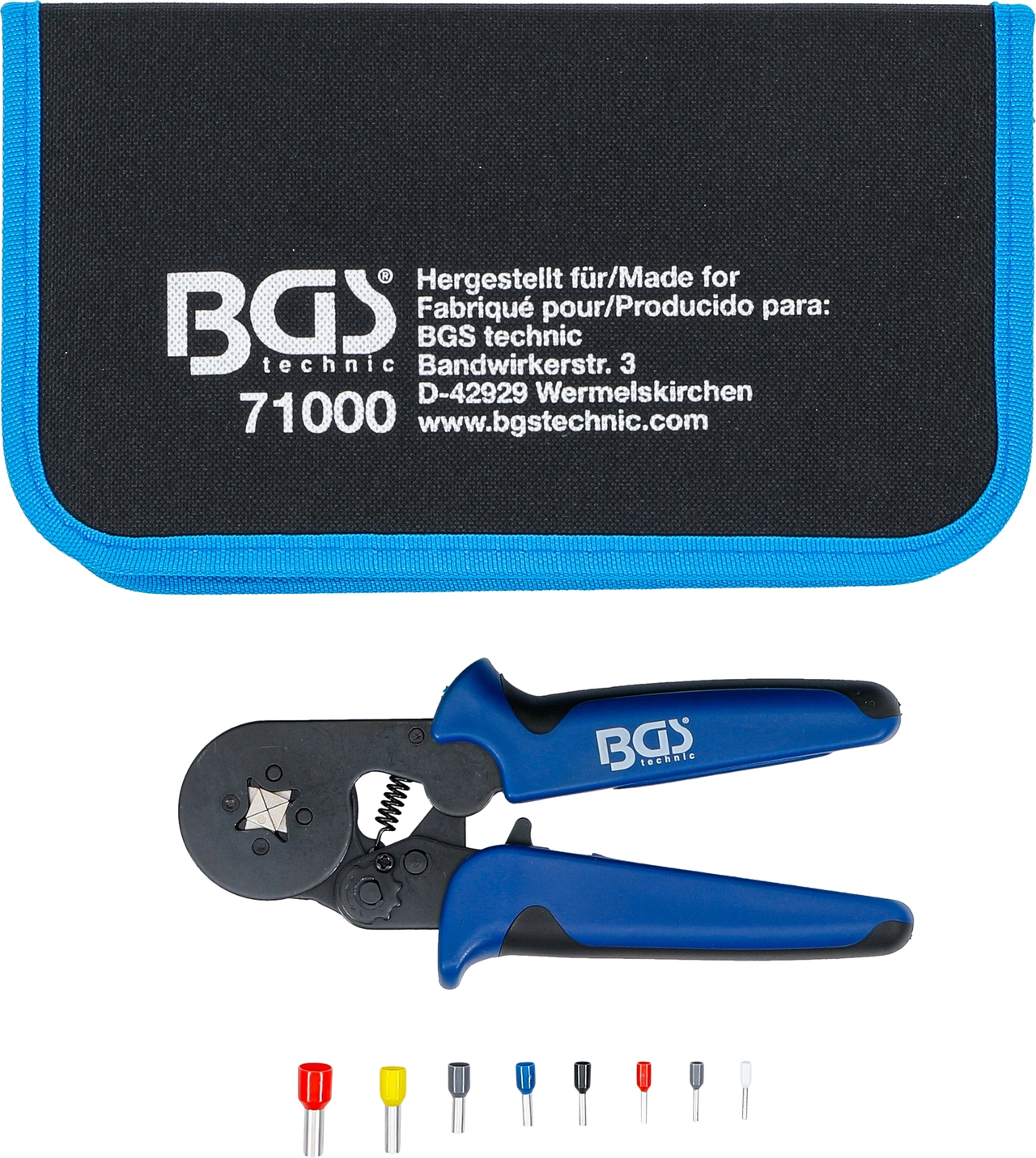 Presstång för ändhylsor 0,25 - 10 mm² | Med ändhylsor-sortiment 0,5 - 10 mm²