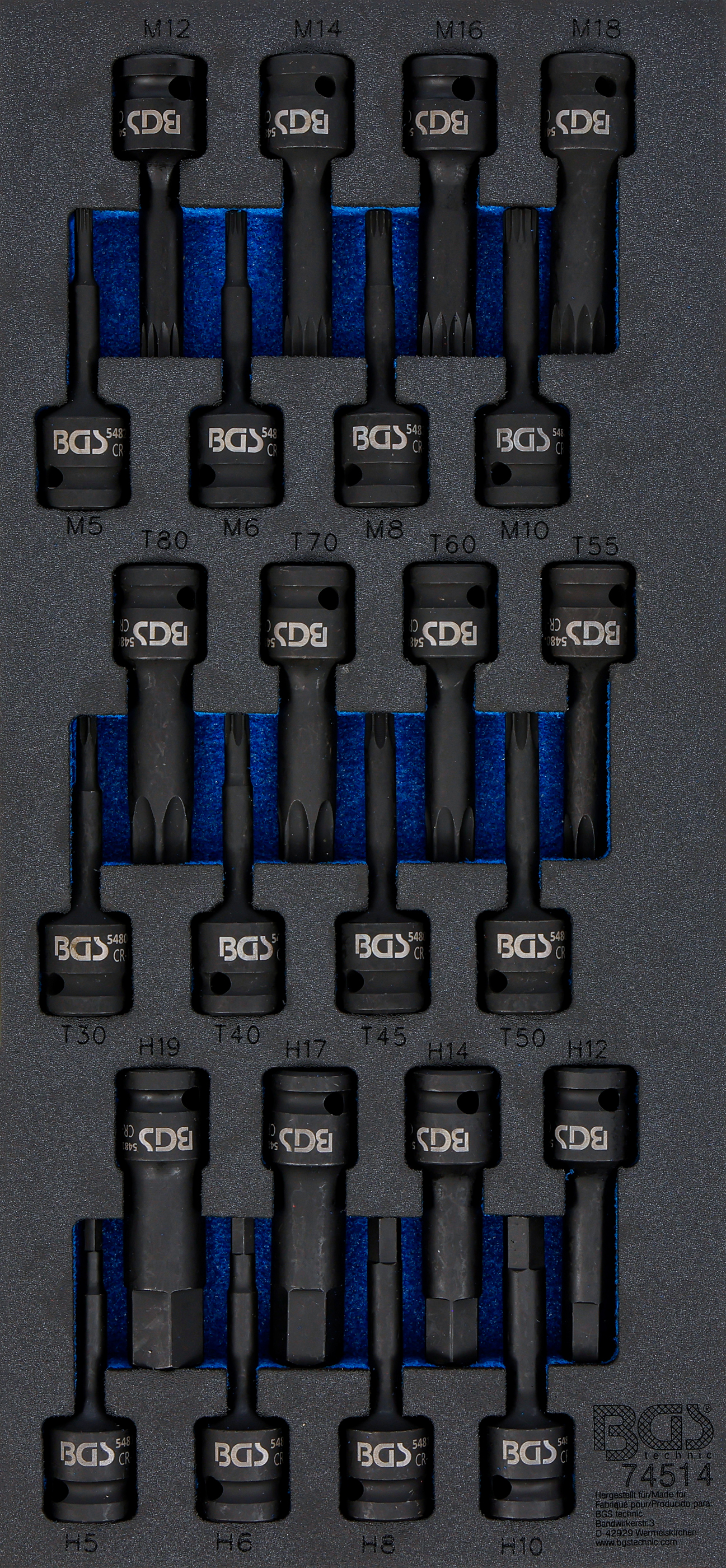 Verkstadsvagninlägg 1/3: Kraft-Bit-Insats-sats | 12,5 mm (1/2") | 24 delar