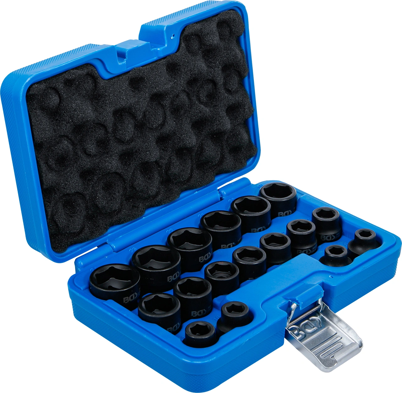 Krafthylsa-sats Sexkant, extra platt | 12,5 mm (1/2") | 8 - 24 mm | 17 delar