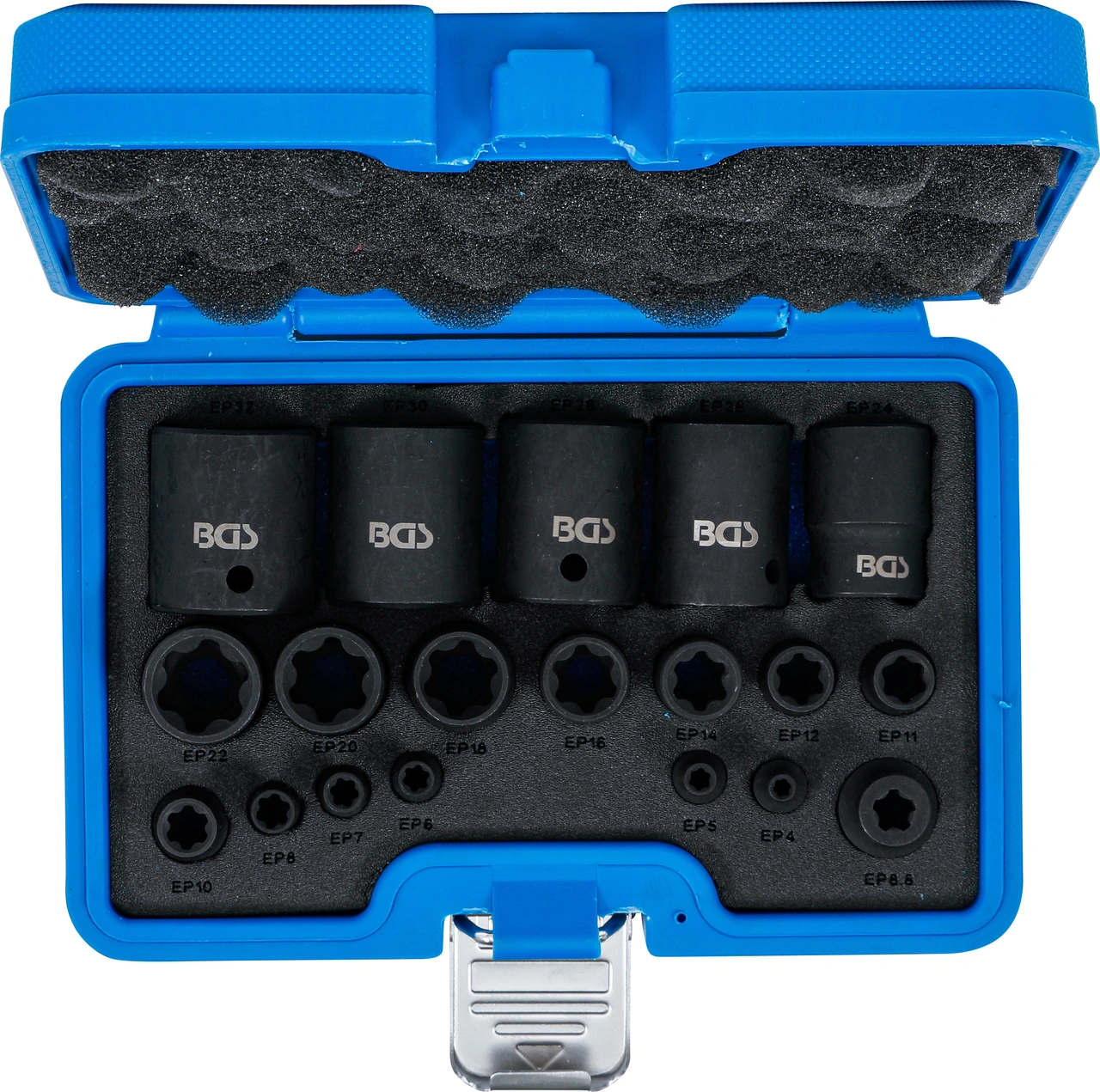 Krafthylsa-sats | E-Profil Plus | 6,3 mm (1/4"), 10 mm (3/8"), 12,5 mm (1/2") | EP4 - E32 | 19 delar