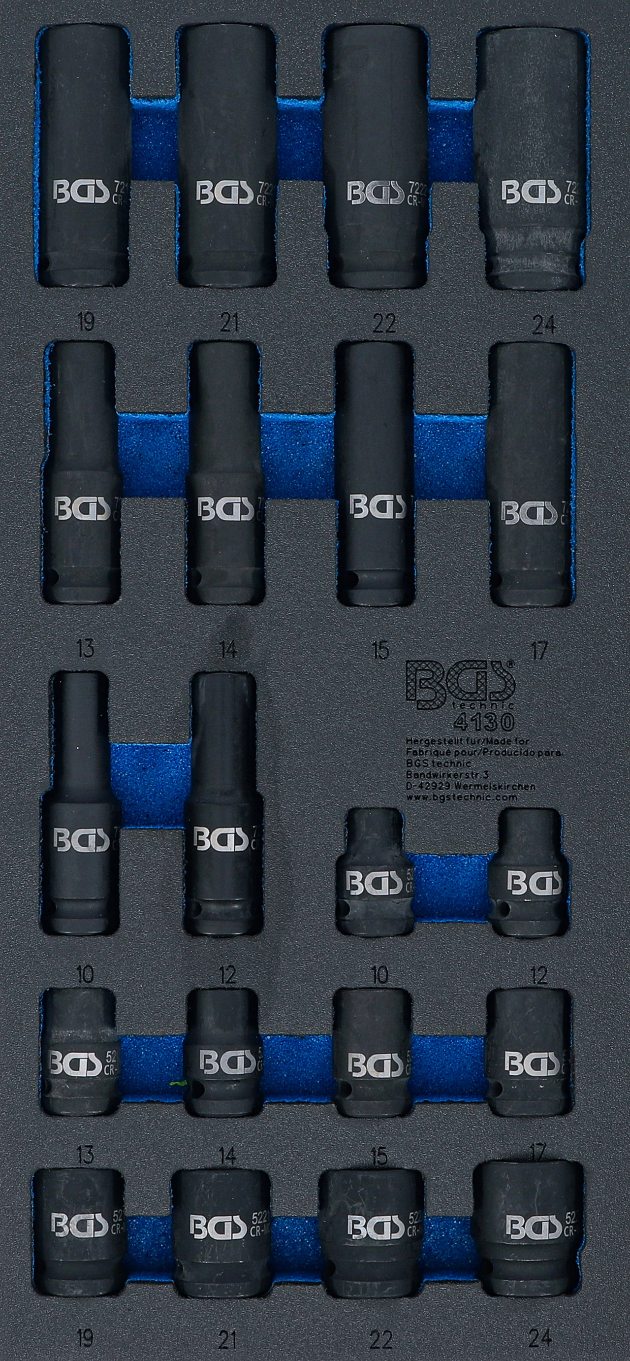 Verkstadsvagninlägg 1/3: Kraft-hylsor sexkant (1/2") | 20 delar