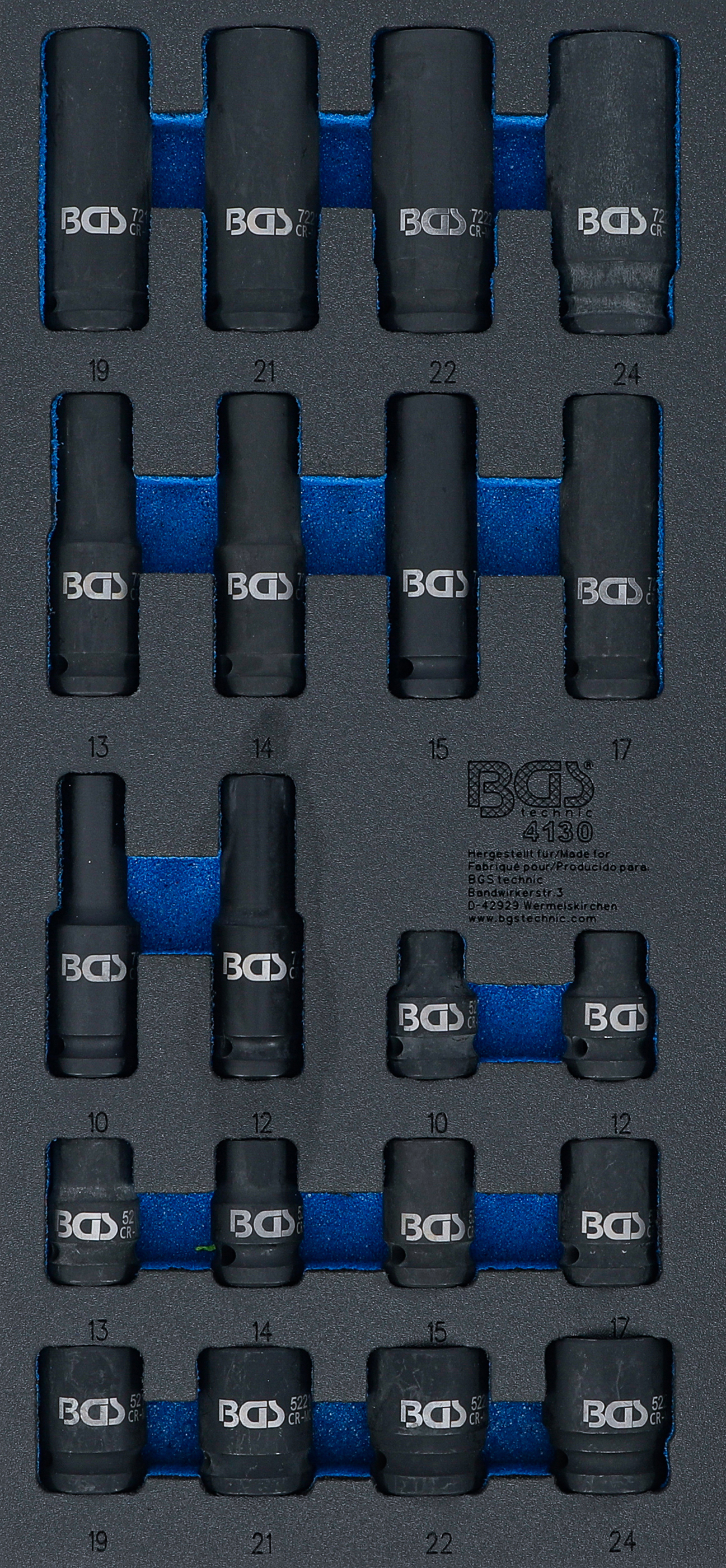 Verkstadsvagninlägg 1/3: Kraft-hylsor sexkant (1/2") | 20 delar