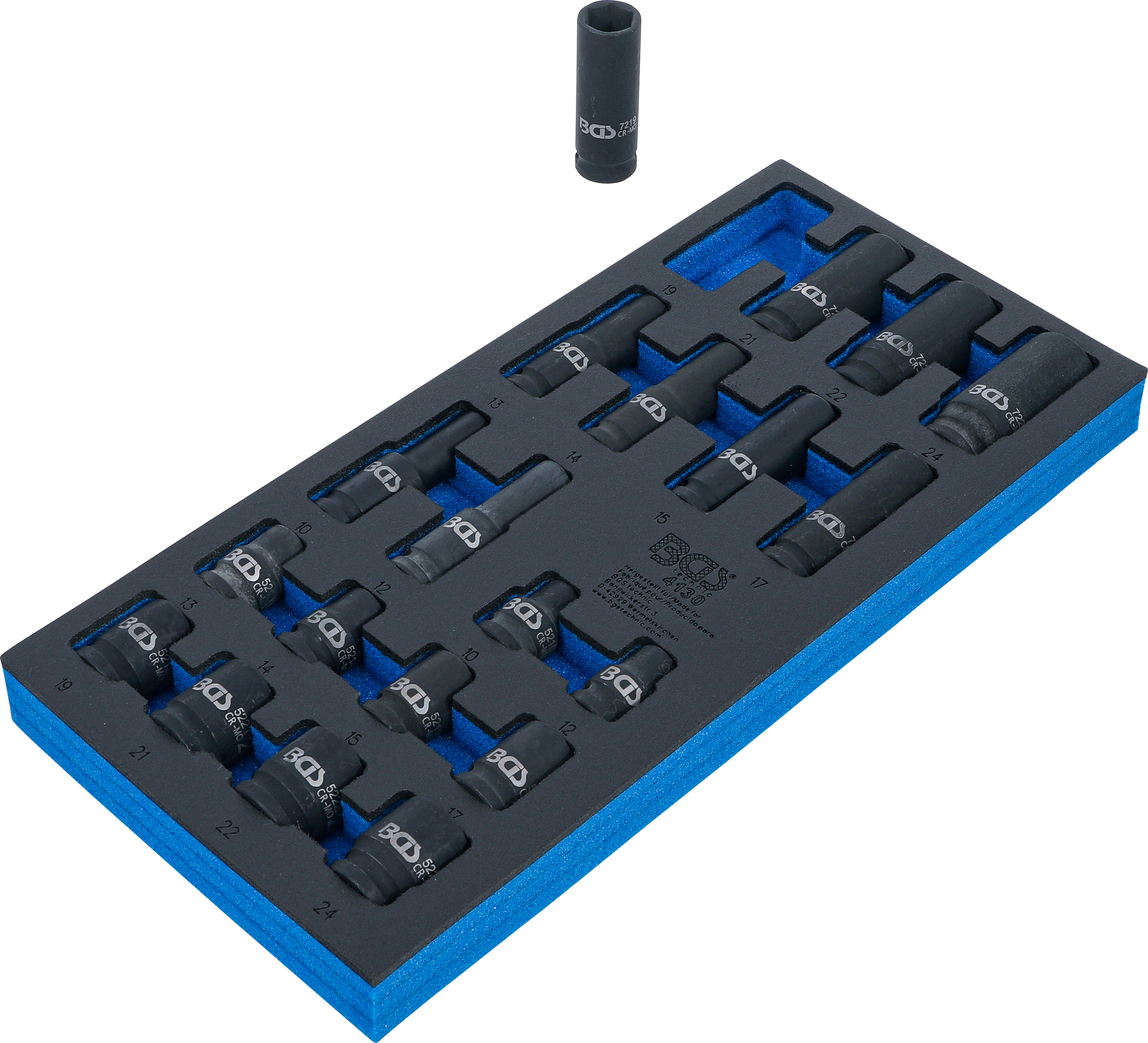 Verkstadsvagninlägg 1/3: Kraft-hylsor sexkant (1/2") | 20 delar