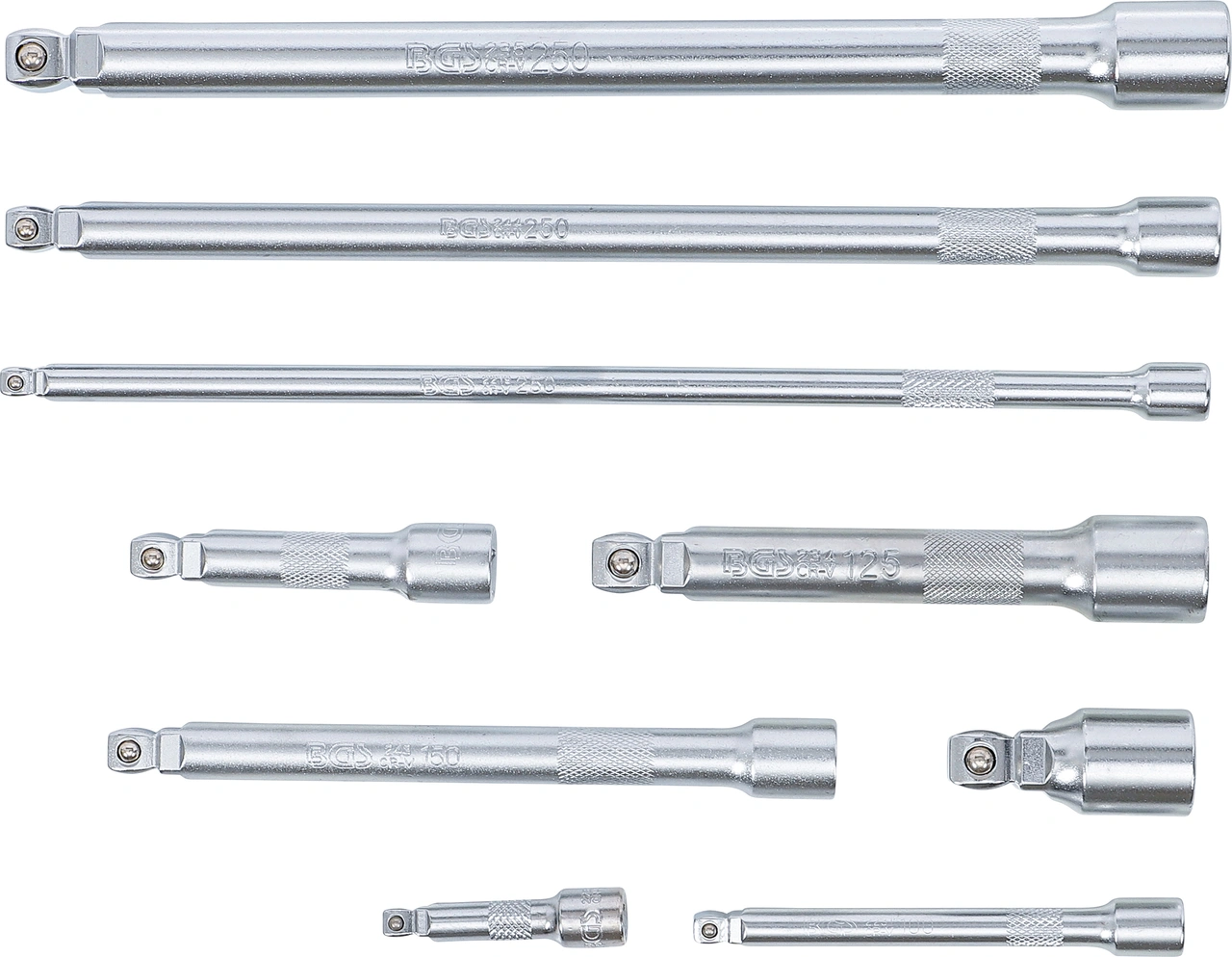 Tippförlängnings-sats | 6,3 mm (1/4"), 10 mm (3/8"), 12,5 mm (1/2") | 9 delar