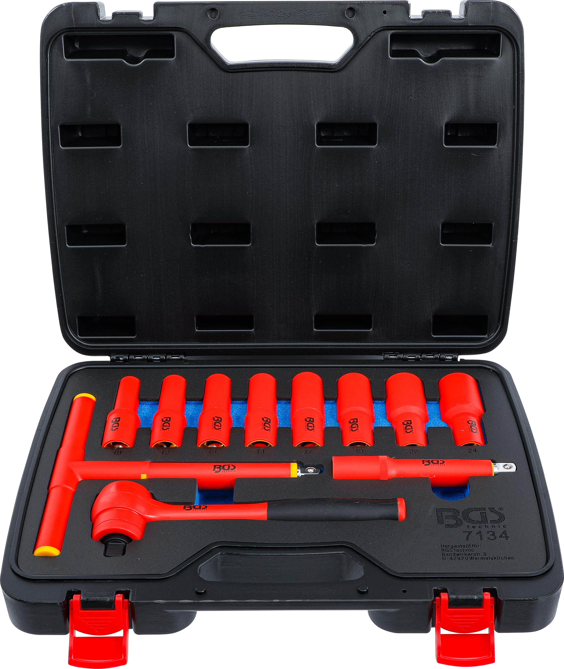 VDE-Hylsnyckel-sats | anslutning 12,5 mm (1/2") | 10 - 24 mm | 11 delar