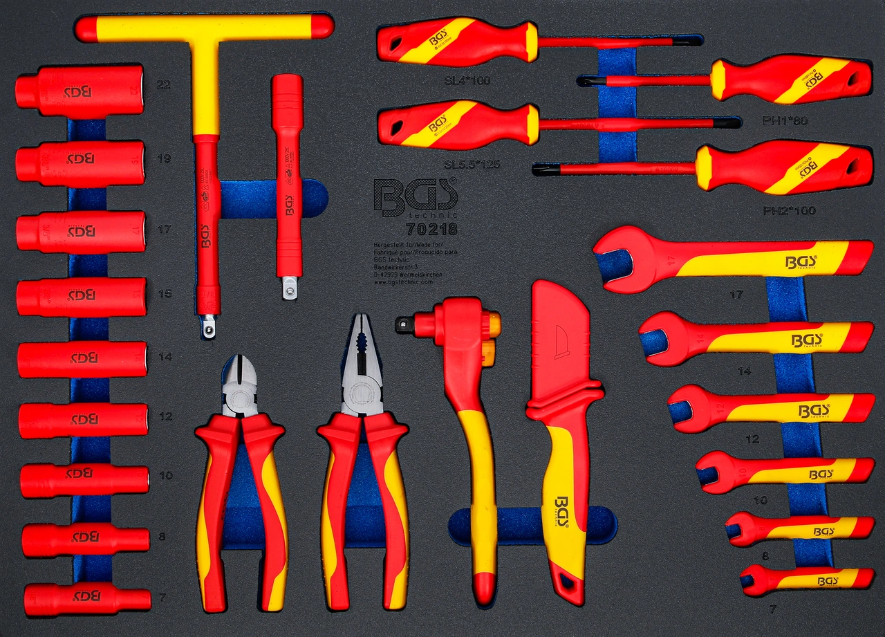 Verkstadsvagninlägg 3/3: VDE-hylsnyckelsats | 10 mm (3/8") | 26 delar