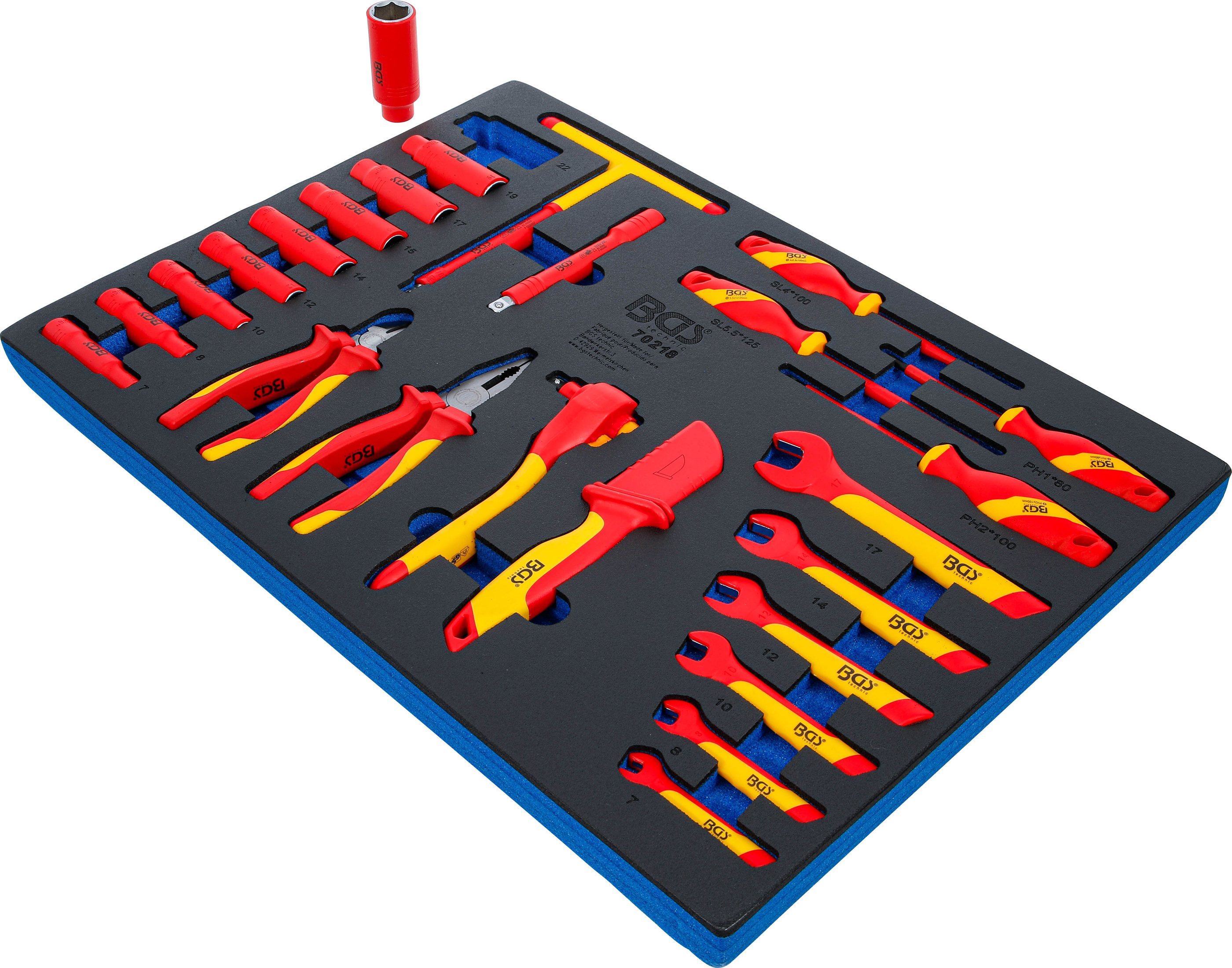 Verkstadsvagninlägg 3/3: VDE-hylsnyckelsats | 10 mm (3/8") | 26 delar
