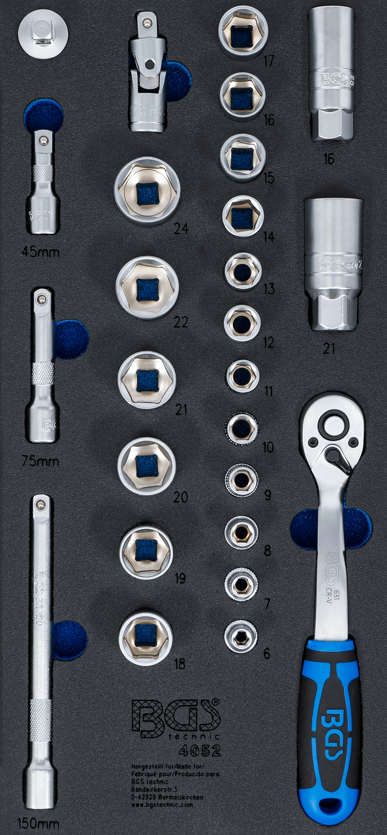 Verkstadsvagninlägg 1/3: Hylsnyckel-sats | 26 delar