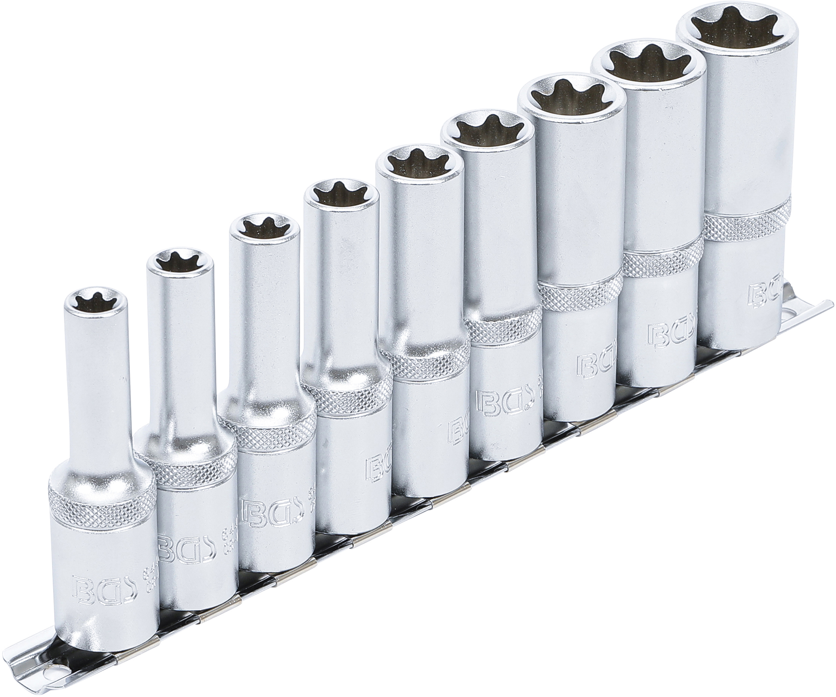 Hylsa-sats E-Profil, djup | 12,5 mm (1/2") | E10 - E24 | 9 delar