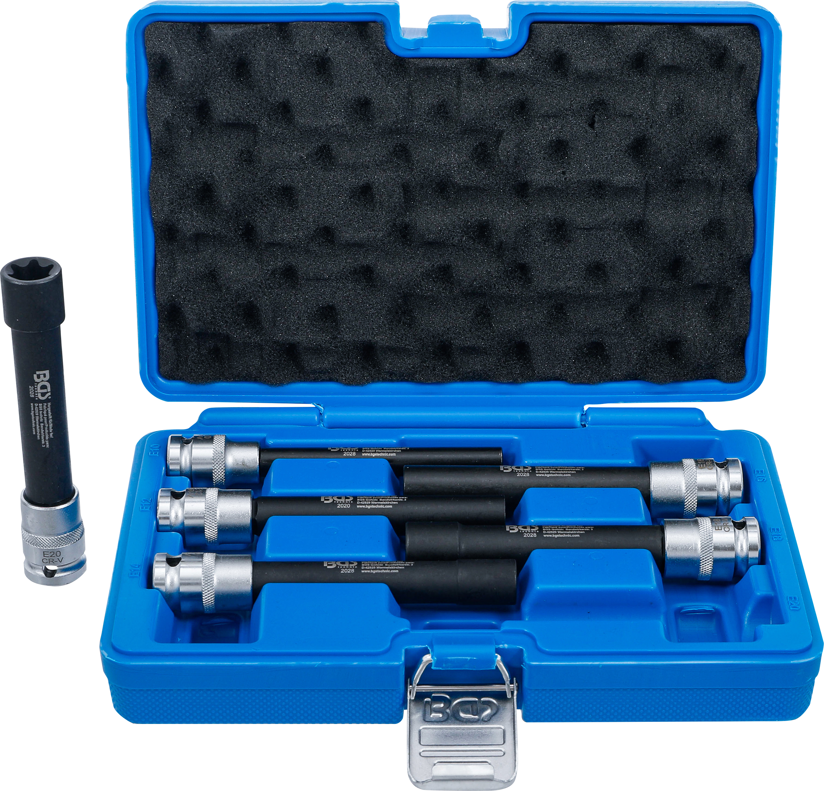 Hylsa-sats E-Profil, extra lång | 12,5 mm (1/2") | E10 - E20 | 6 delar