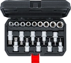 Bit-Insats-/hylsnyckel-sats | Inre sexkant 12,5 mm (1/2") | T-Profil (för Torx) / E-Profil | 19 delar