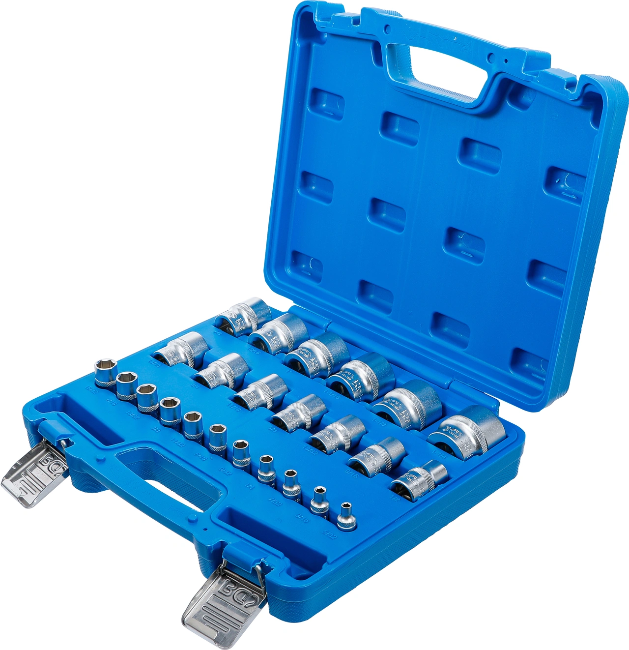 Hylsa-sats, Sexkant | 6,3 mm (1/4"), 12,5 mm (1/2") | Tumsstorlekar | 24 delar