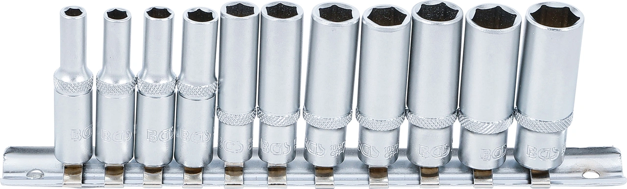 Hylsa-sats Sexkant, djup | 6,3 mm (1/4") | Tumsstorlekar | 11 delar