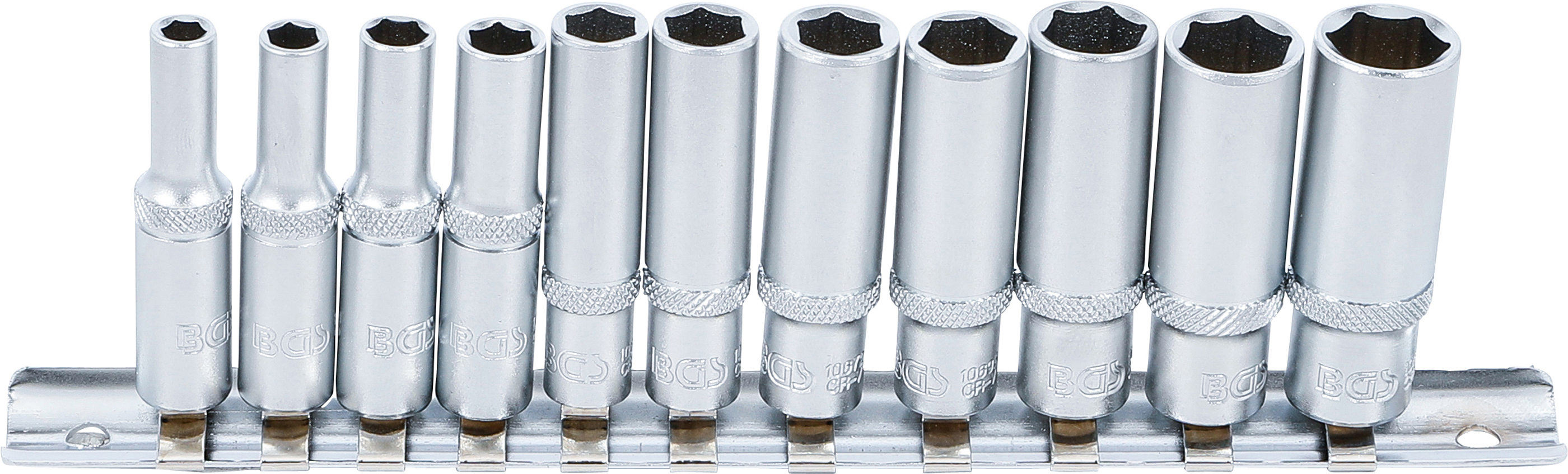 Hylsa-sats Sexkant, djup | 6,3 mm (1/4") | Tumsstorlekar | 11 delar