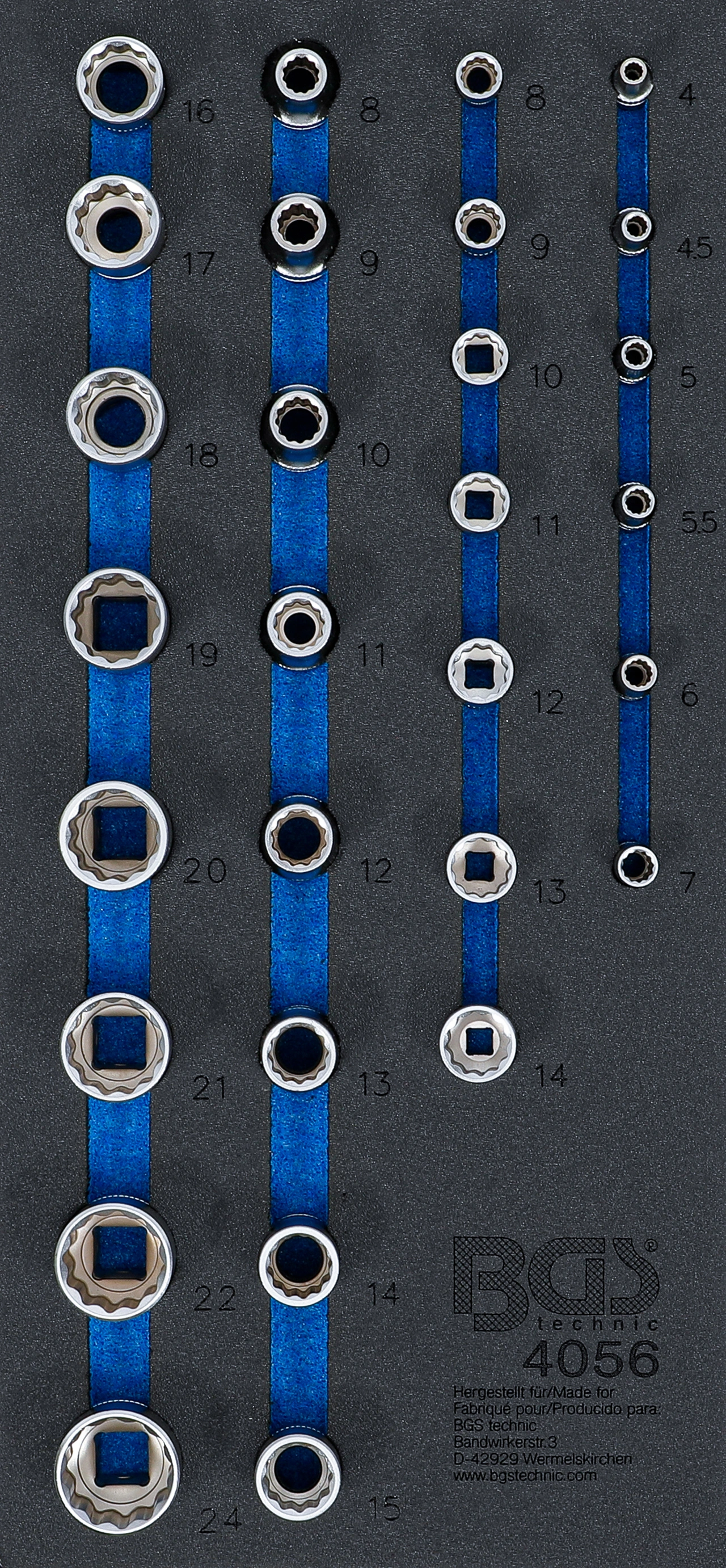 Verkstadsvagninlägg 1/3: Hylsor | Tolvkant | 6,3 mm (1/4") / 12,5 mm (1/2") | 29 delar