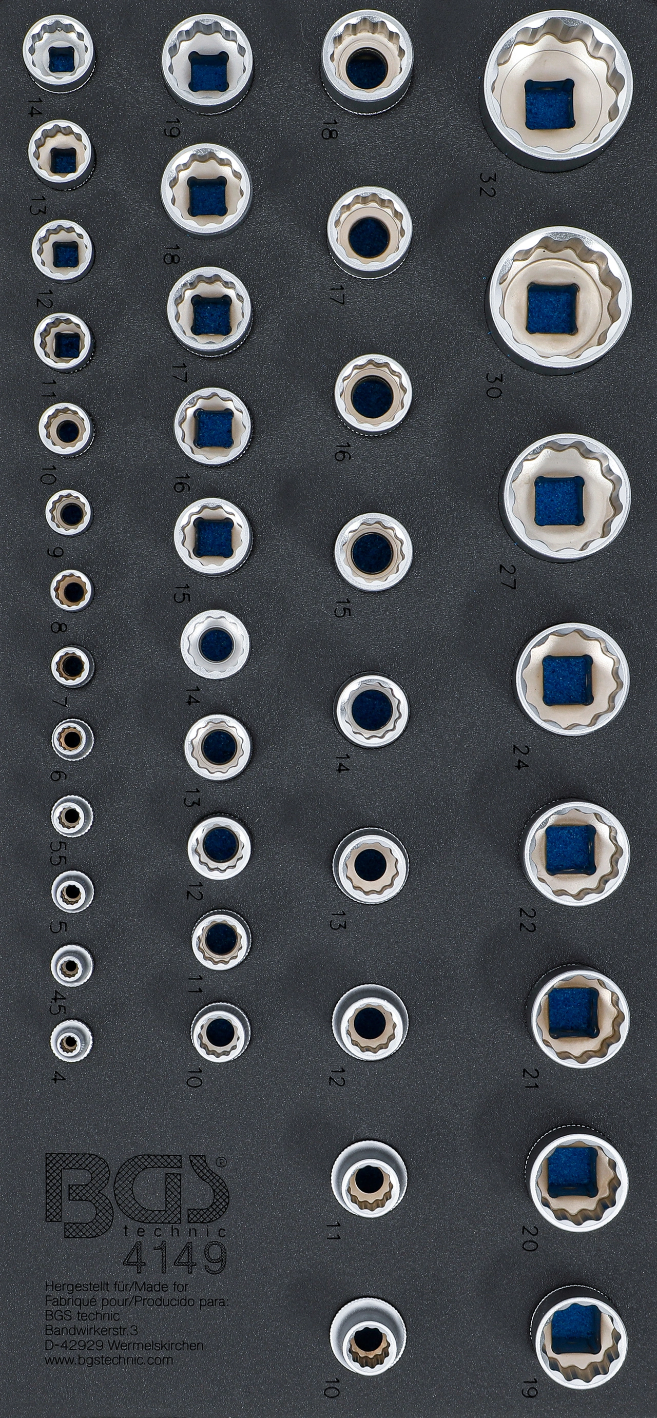 Verkstadsvagninlägg 1/3: Hylsor tolvkant | 6,3 mm (1/4"), 10 mm (3/8"), 12,5 mm (1/2") | 40 delar