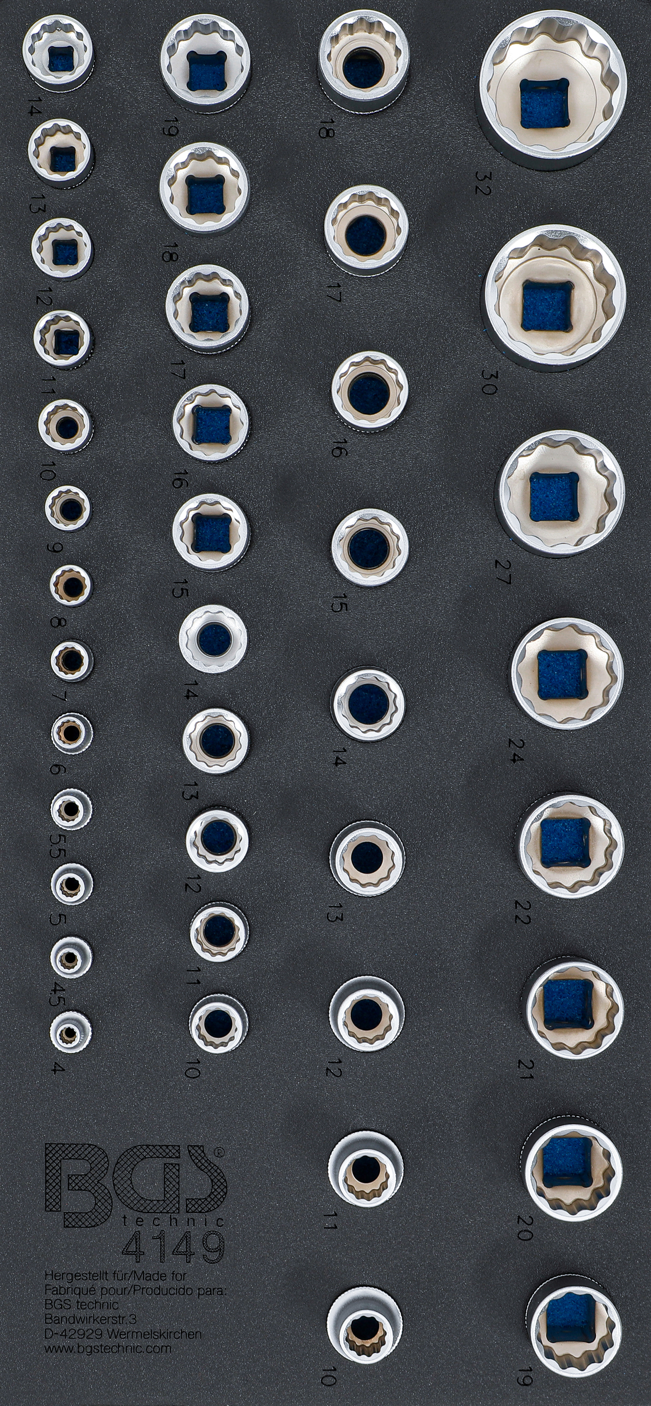 Verkstadsvagninlägg 1/3: Hylsor tolvkant | 6,3 mm (1/4"), 10 mm (3/8"), 12,5 mm (1/2") | 40 delar