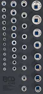 Verkstadsvagninlägg 1/3: Hylsor tolvkant | 6,3 mm (1/4"), 10 mm (3/8"), 12,5 mm (1/2") | 40 delar