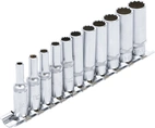 Hylsa-sats Tolvkant, djup | 6,3 mm (1/4") | 4 - 13 mm | 11 delar