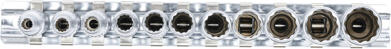 Hylsa-sats Tolvkant, djup | 6,3 mm (1/4") | 4 - 13 mm | 11 delar